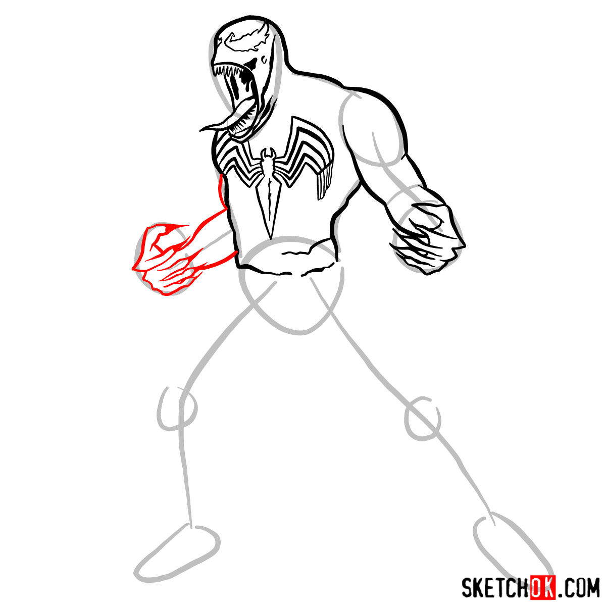 How to draw Venom symbiote step by step - step 08