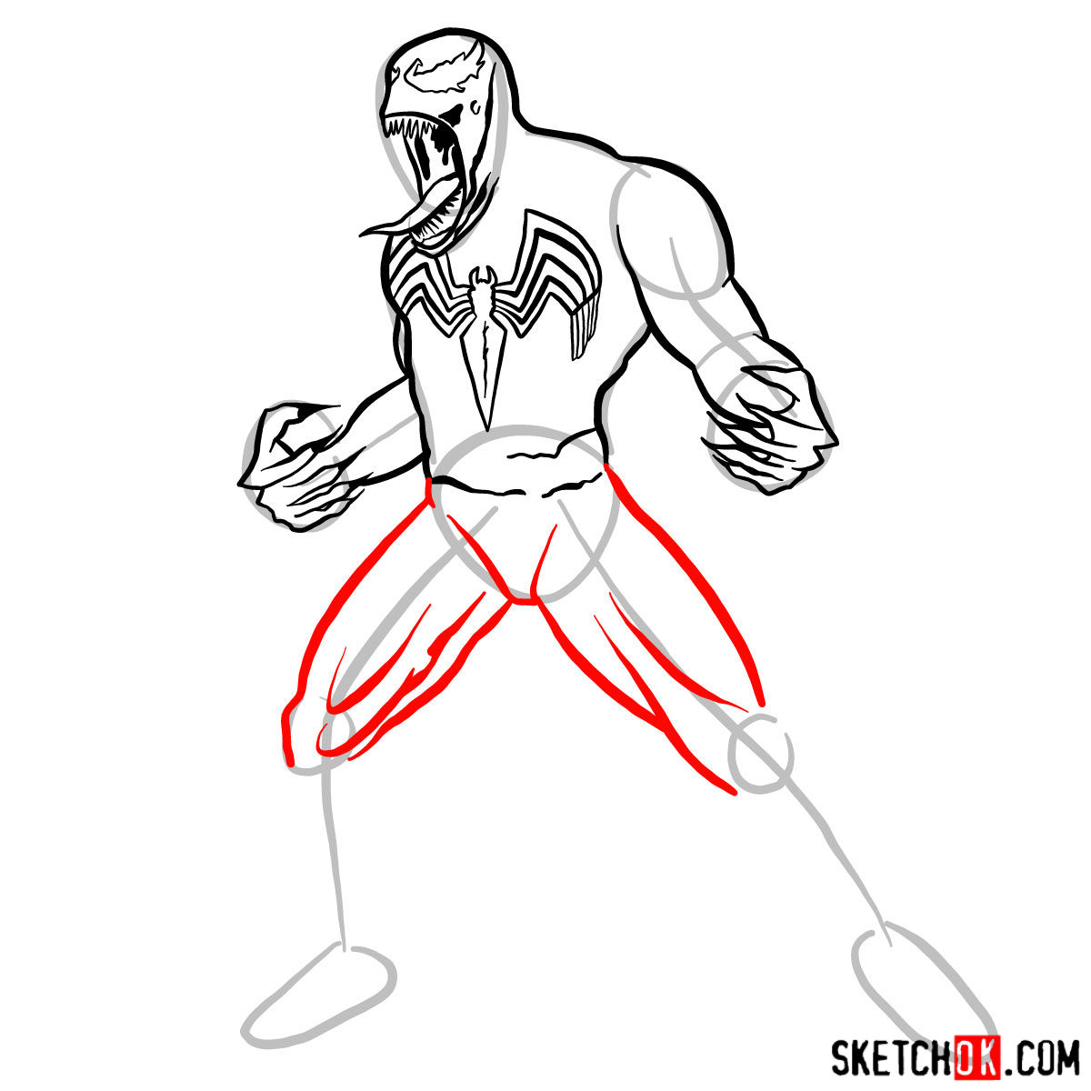 How to draw Venom symbiote step by step - step 09