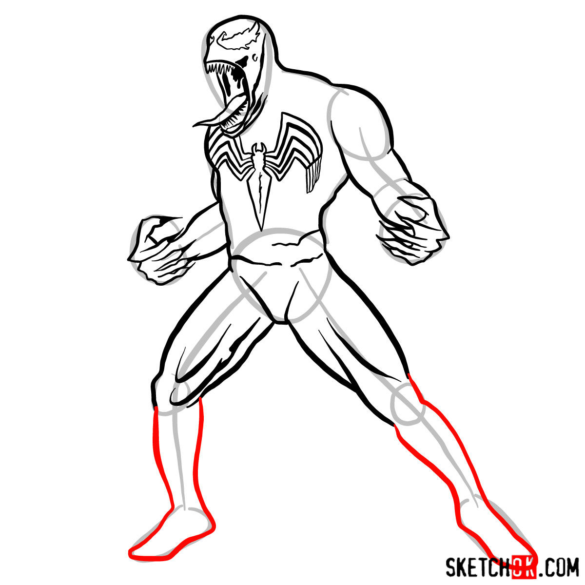 How to draw Venom symbiote step by step - step 10