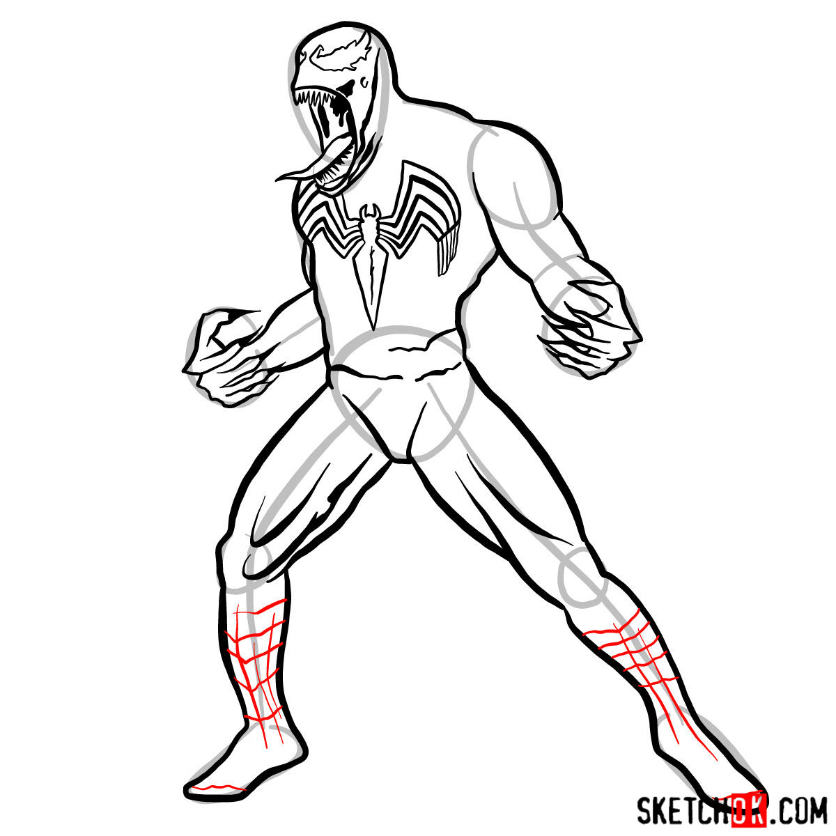 How to draw Venom symbiote step by step - step 11