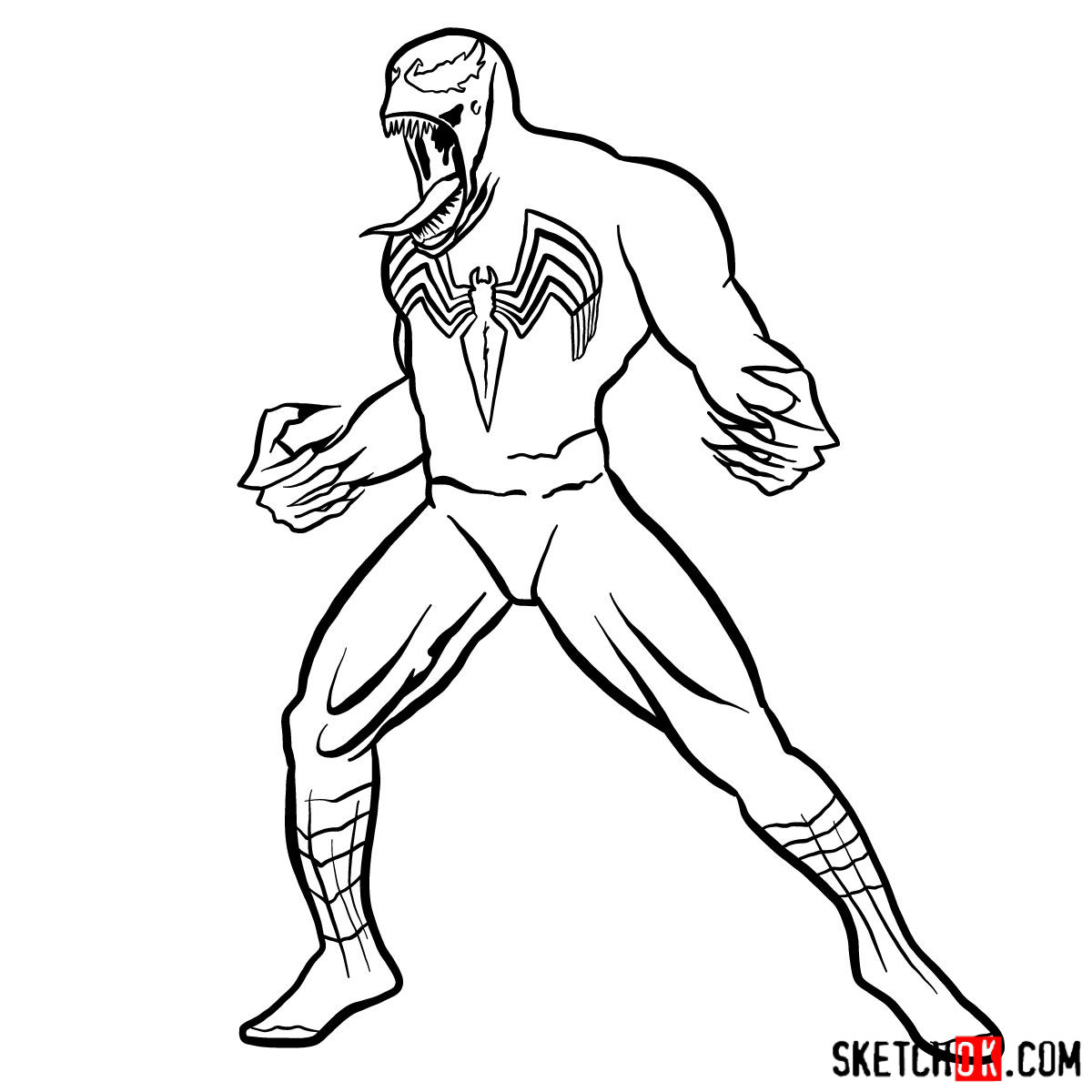 How to draw Venom symbiote step by step - step 12