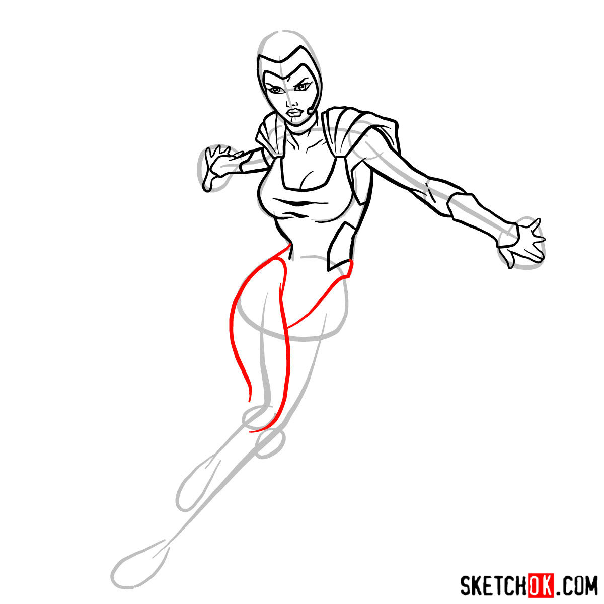 How to draw Polaris mutant from X-Men - step 09