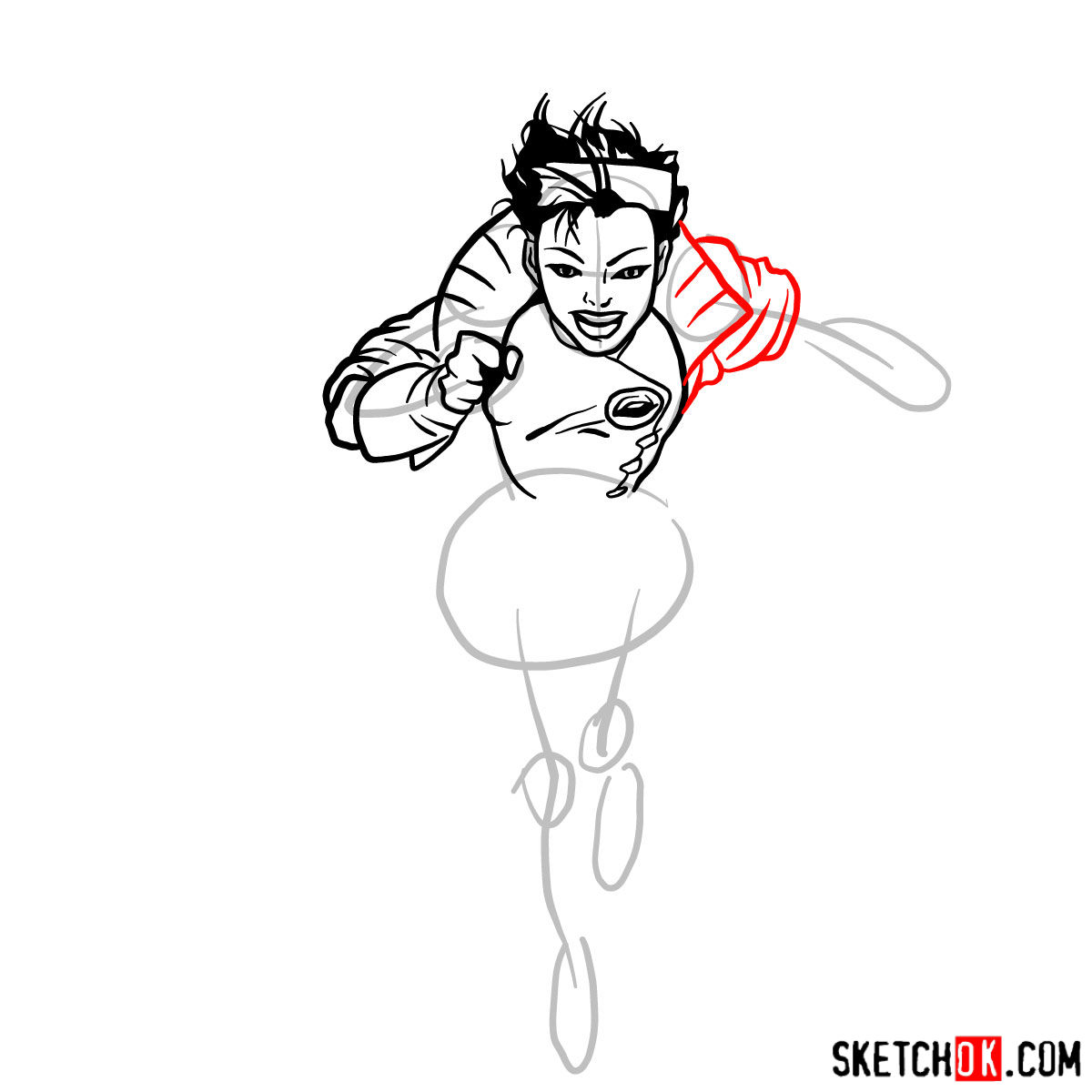 How to draw Jubilee mutant from X-Men series - step 08