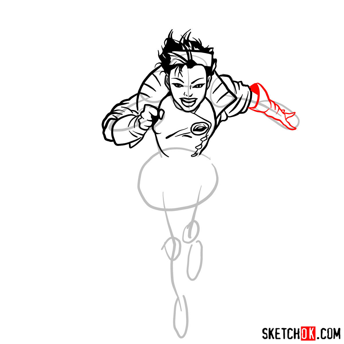 How to draw Jubilee mutant from X-Men series - step 09