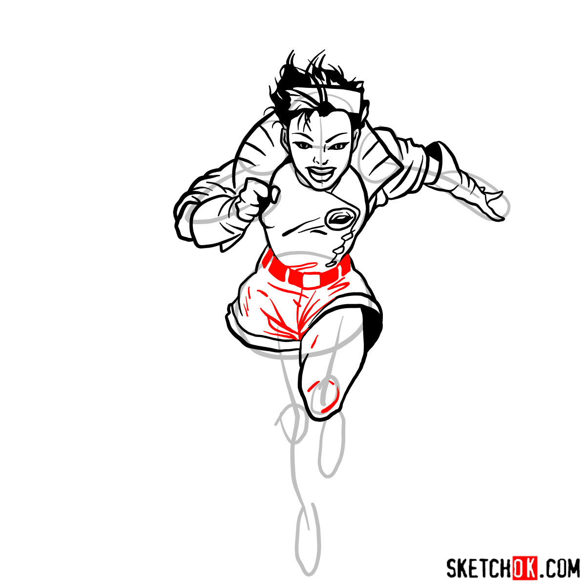 How to draw Jubilee mutant from X-Men series - step 11
