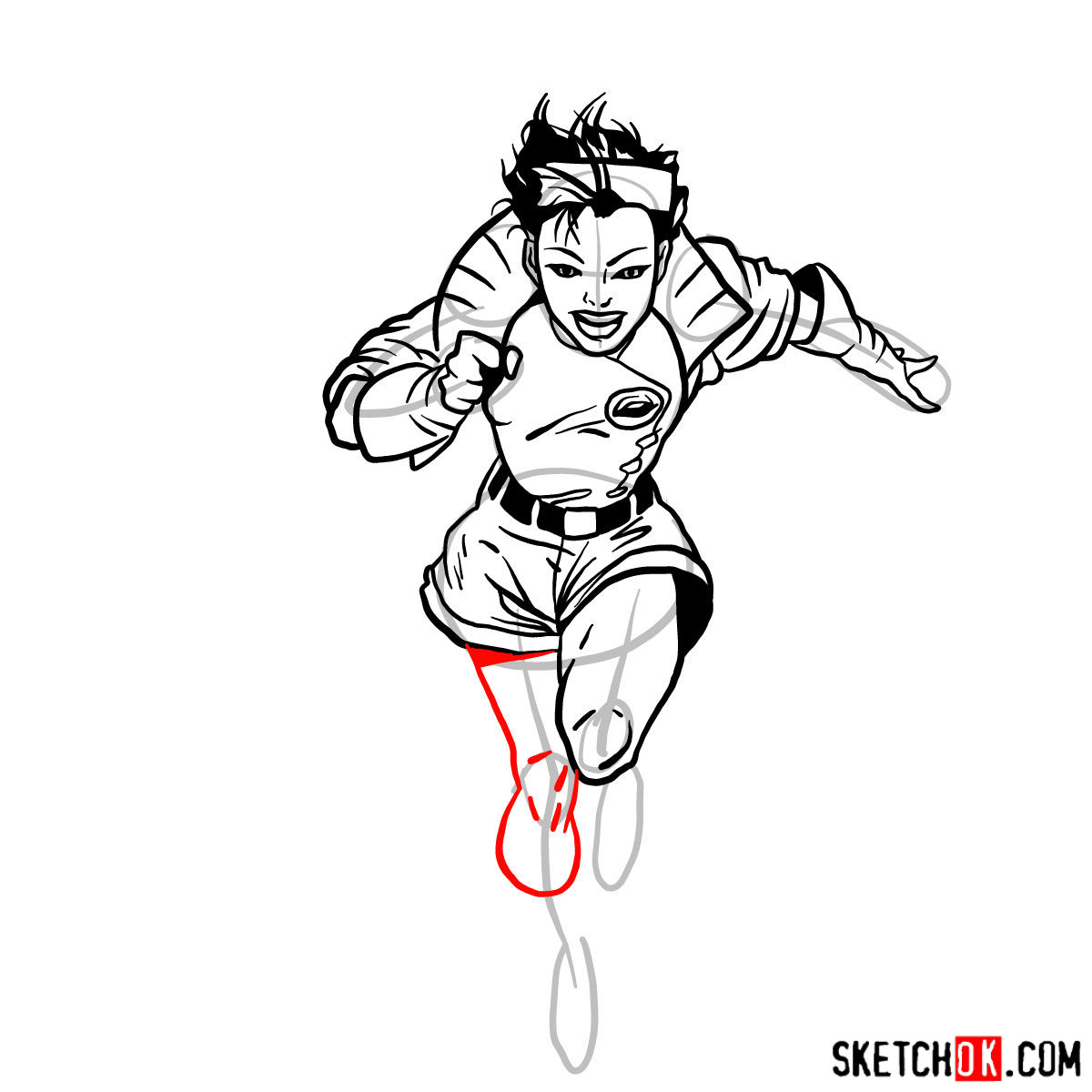 How to draw Jubilee mutant from X-Men series - step 12