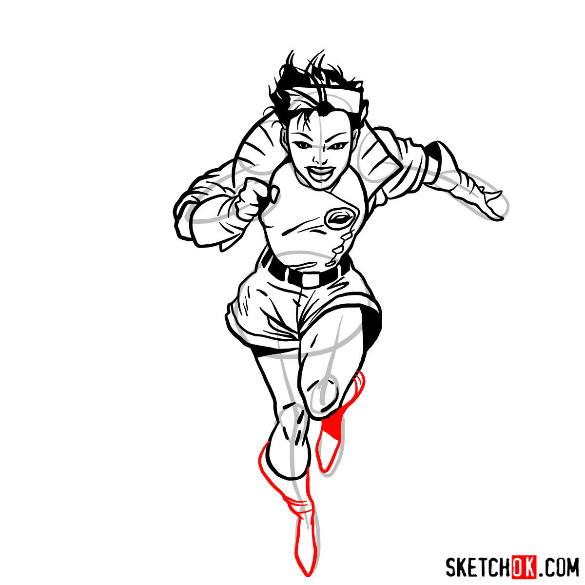 How to draw Jubilee mutant from X-Men series - step 13