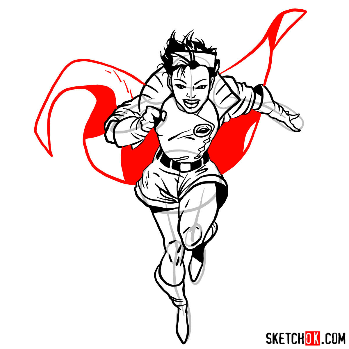 How to draw Jubilee mutant from X-Men series - step 14