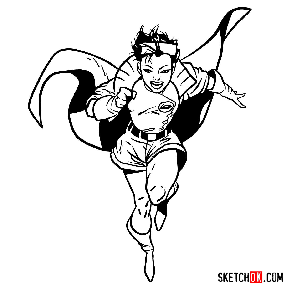 How to draw Jubilee mutant from X-Men series - step 15
