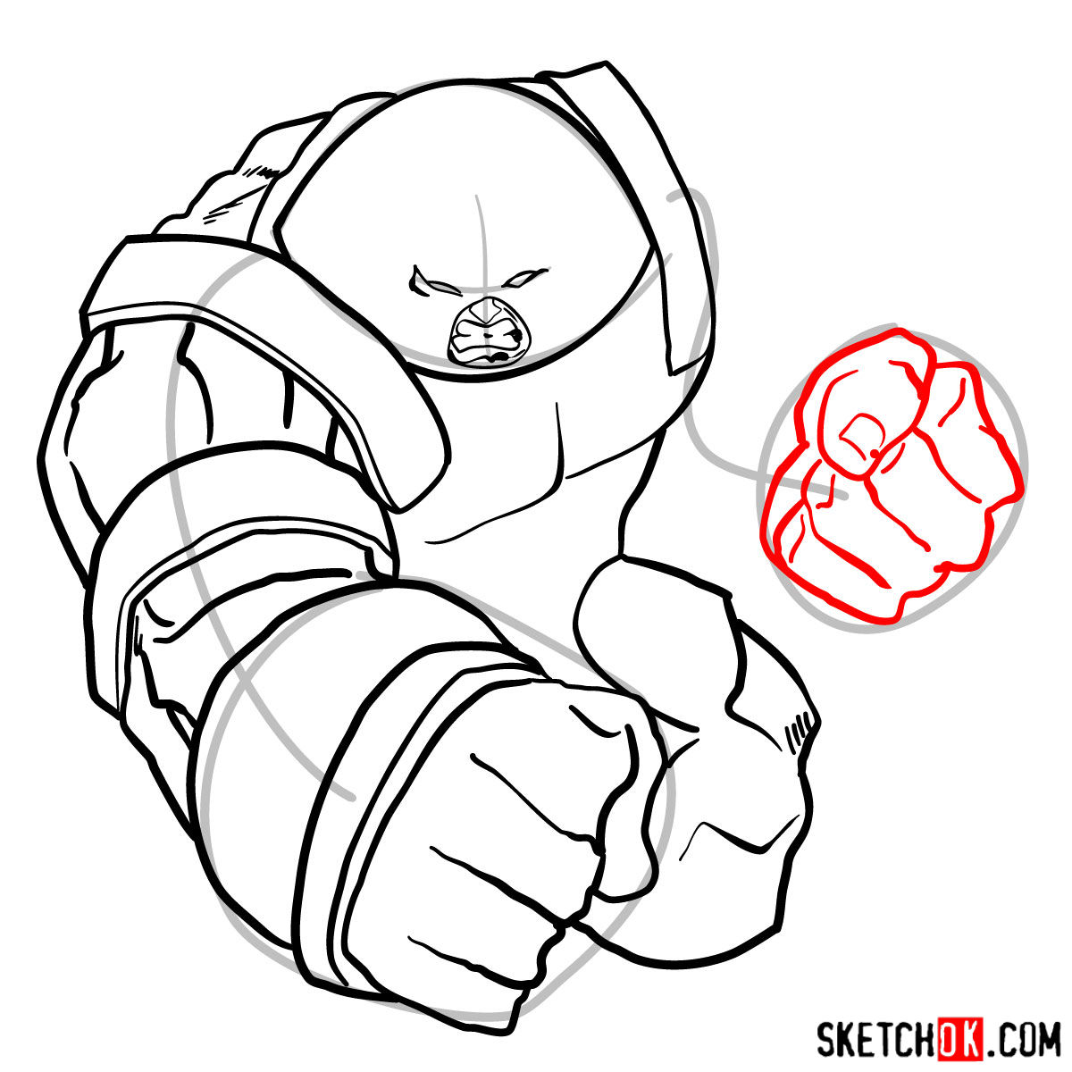 How to draw Juggernaut, the villian from X-Men series - step 11
