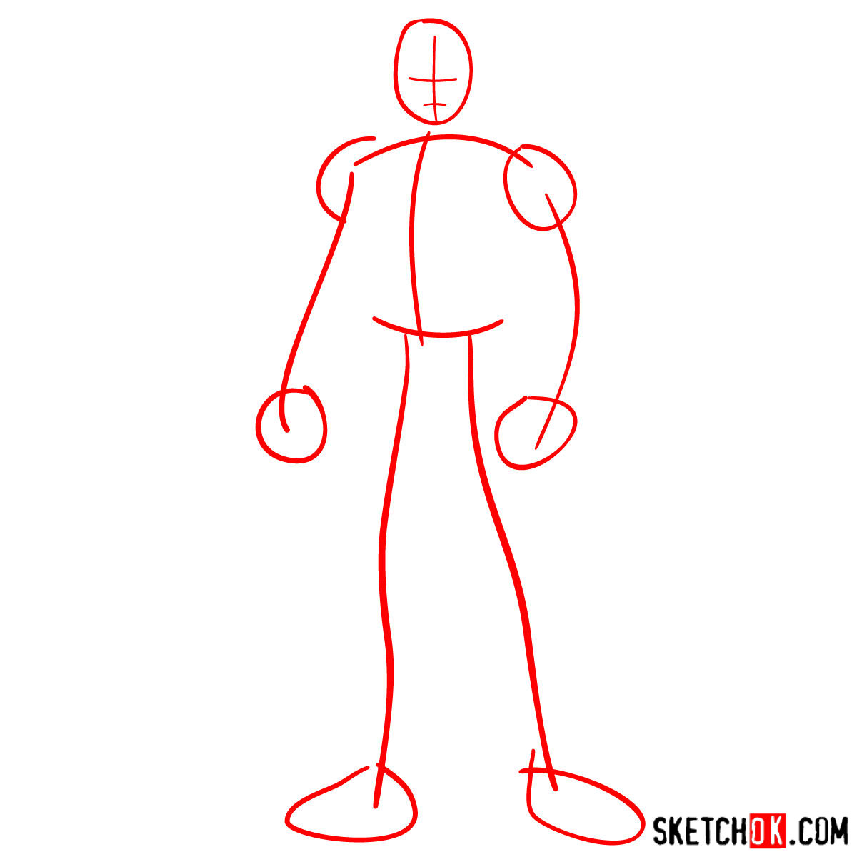 How to draw Colossus from Deadpool film and X-Men series - step 01
