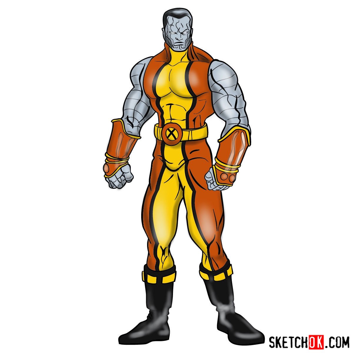 How to draw Colossus from Deadpool film and X-Men series
