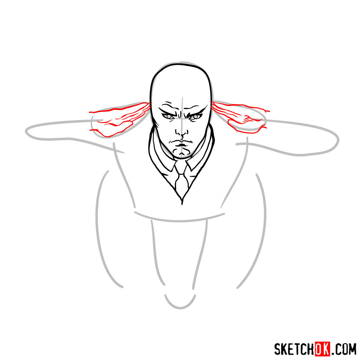 How to draw Professor X in the wheelchair - step 05
