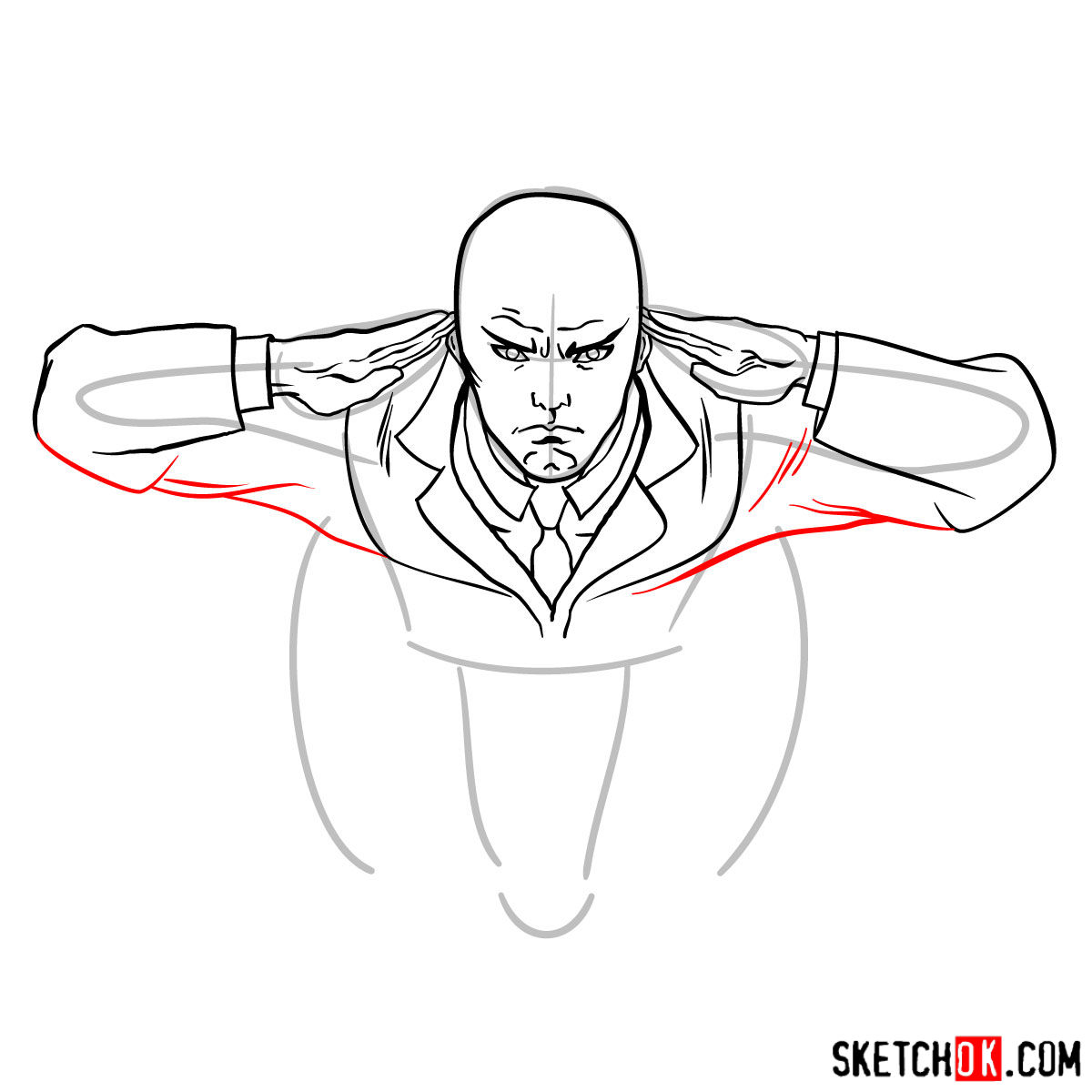 How to draw Professor X in the wheelchair - step 08