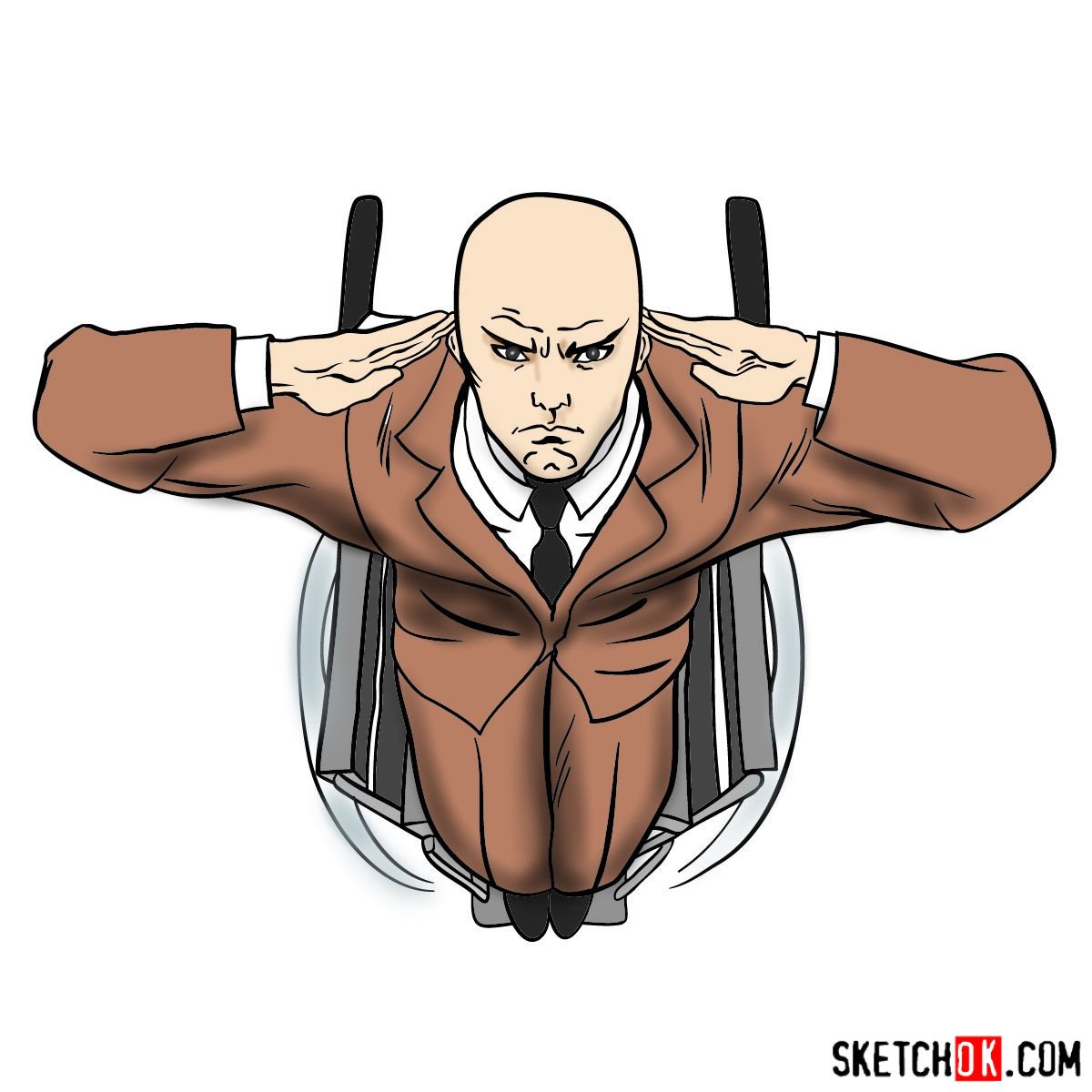 How to draw Professor X in the wheelchair