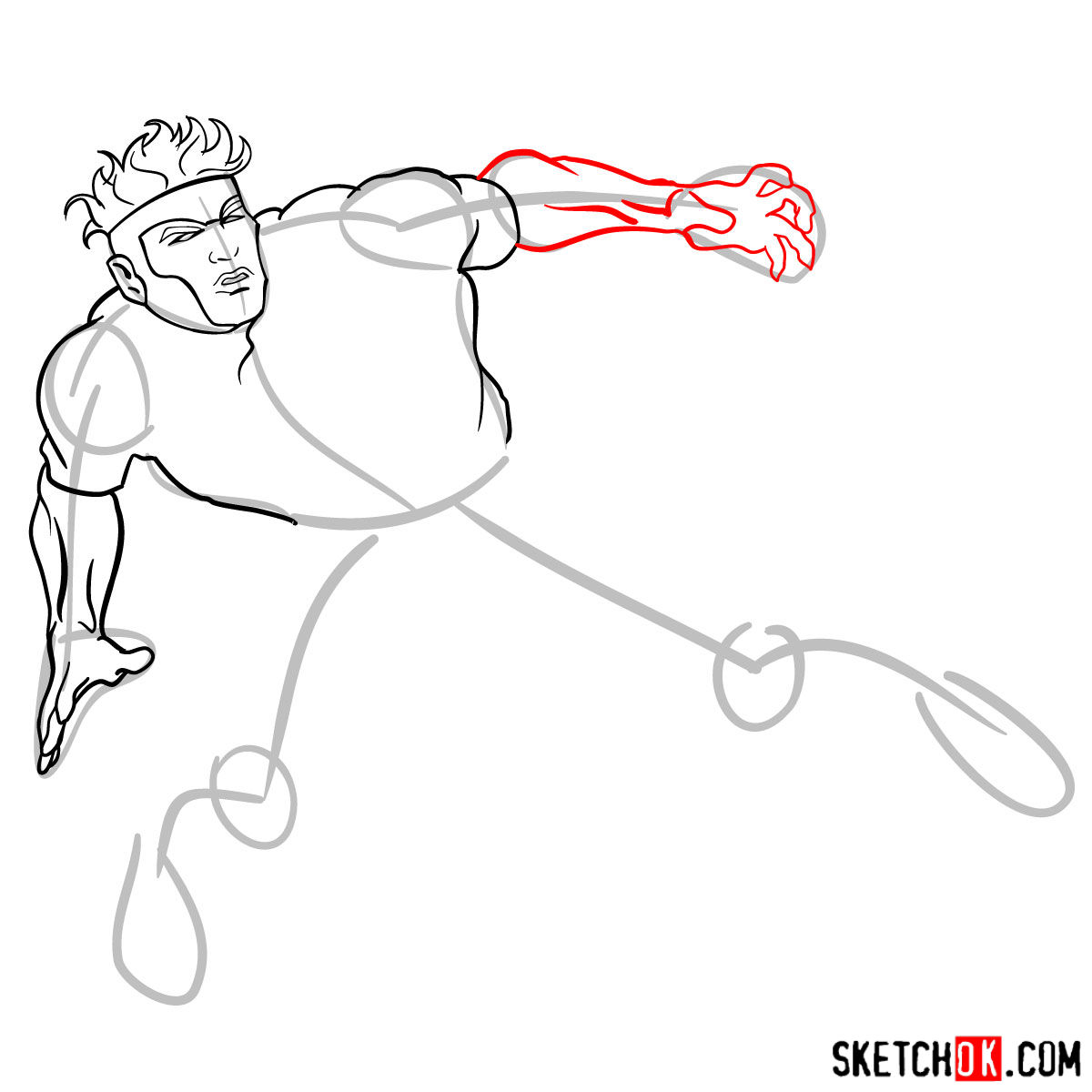 How to draw Havok from X-Men series - step by step tutorial - step 08