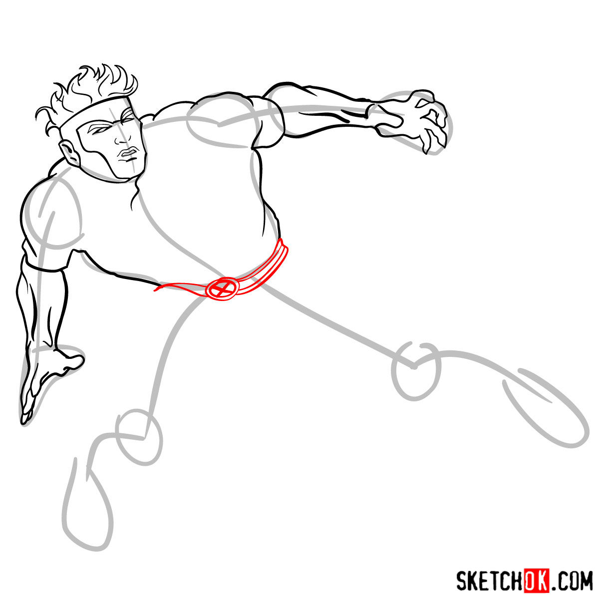How to draw Havok from X-Men series - step by step tutorial - step 09