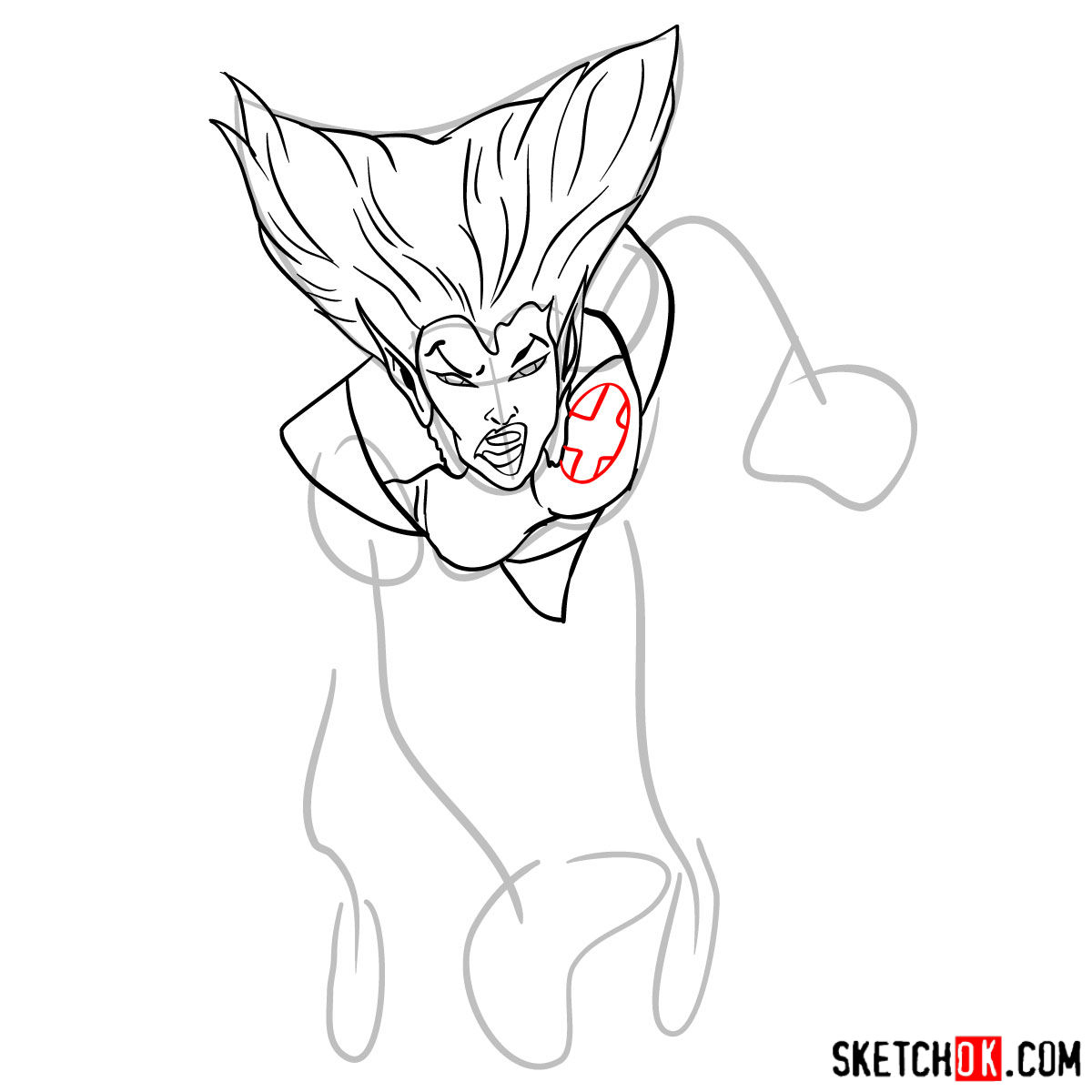 How to draw Wolfsbane, a mutant from X-Men series - step 07