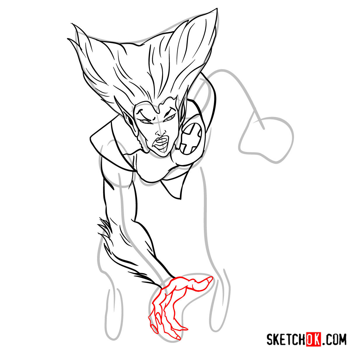 How to draw Wolfsbane, a mutant from X-Men series - step 09