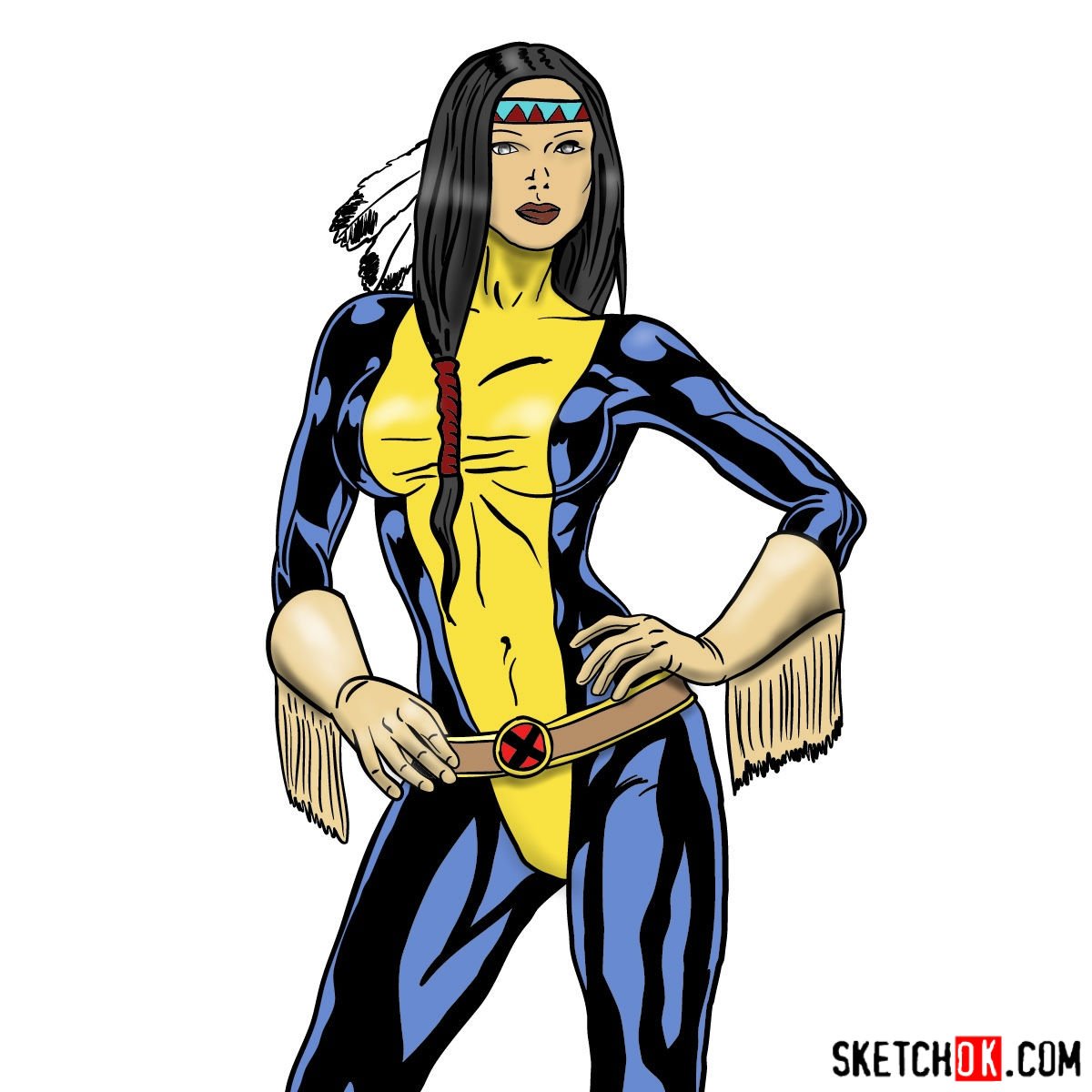 How to draw Danielle Moonstar from X-Men to the waist