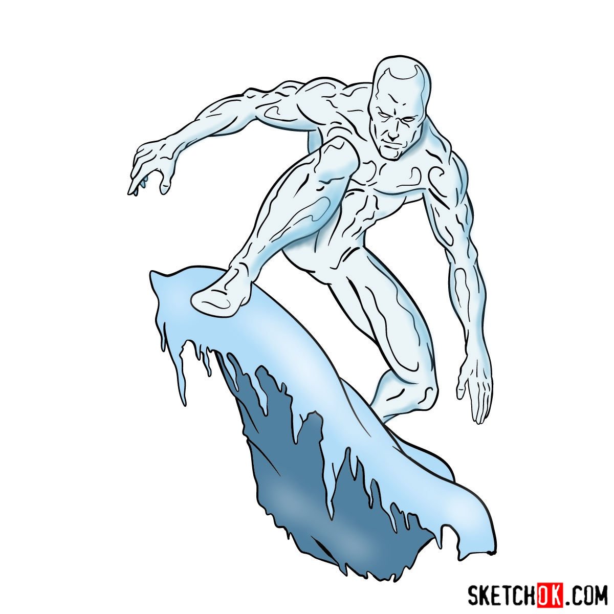 How to draw Iceman – step by step drawing tutorial