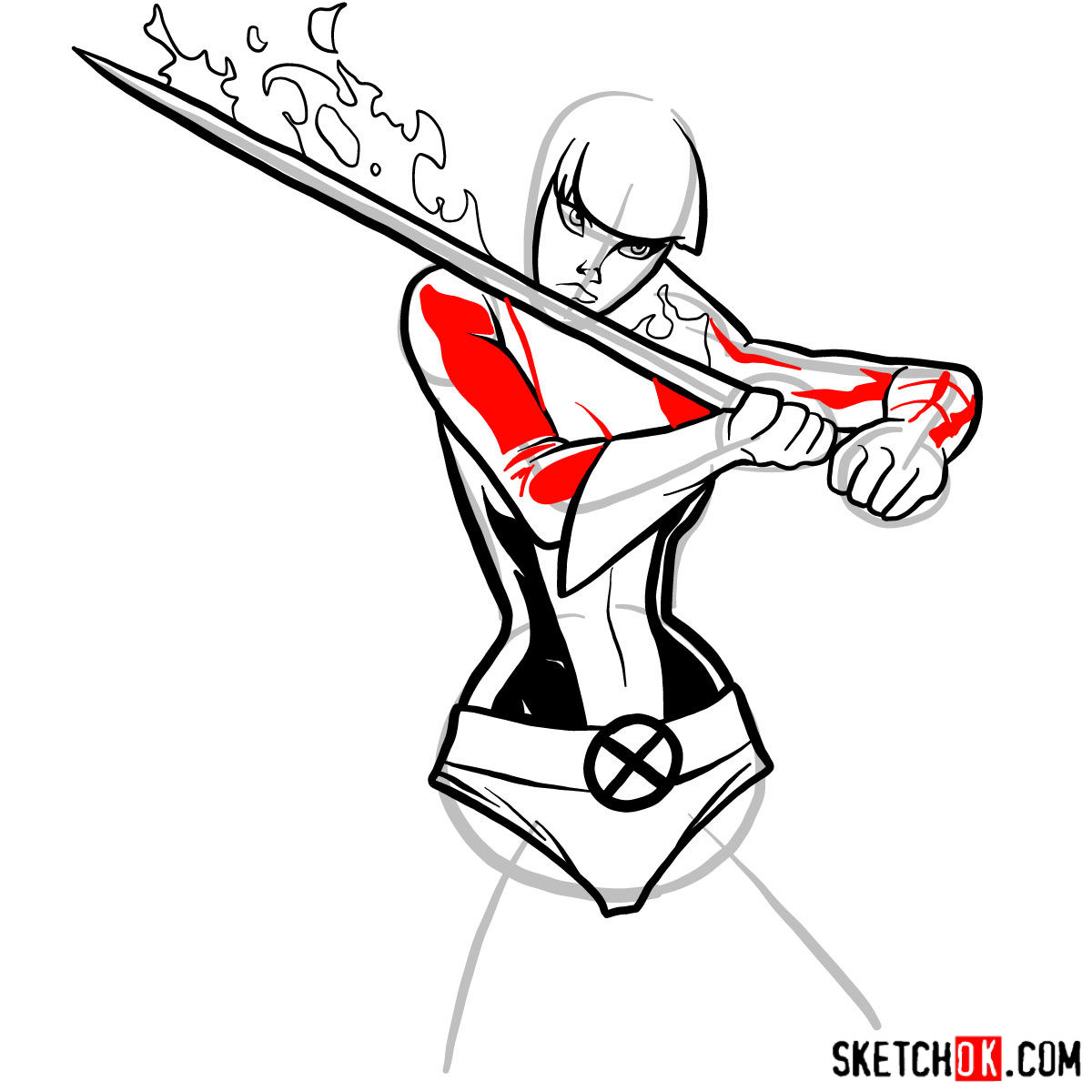 How to draw Magik, a mutant from X-Men - step 09