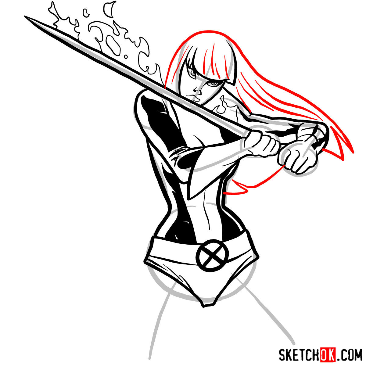 How to draw Magik, a mutant from X-Men - step 10