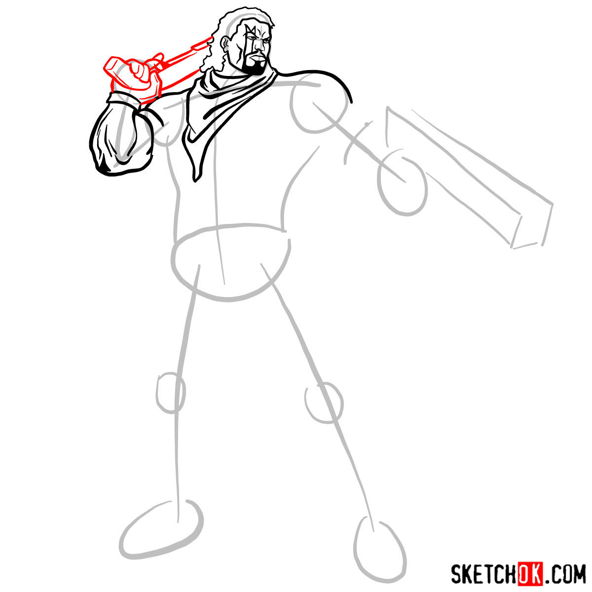 How to draw Lucas Bishop, a mutant from X-Men series - step 08