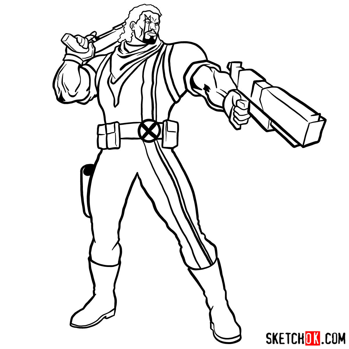 How to draw Lucas Bishop, a mutant from X-Men series - step 15