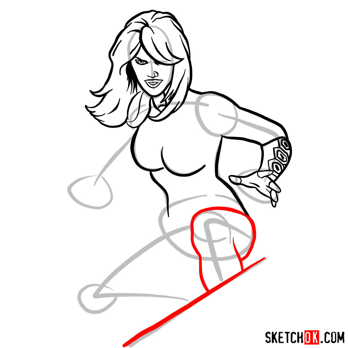 How to draw Black Canary, a DC Comics superheroine - step 07