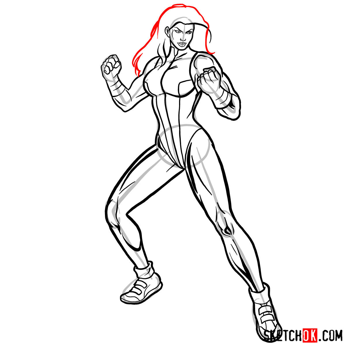 How to draw She-Hulk (Jennifer Walters) from Marvel - step 13