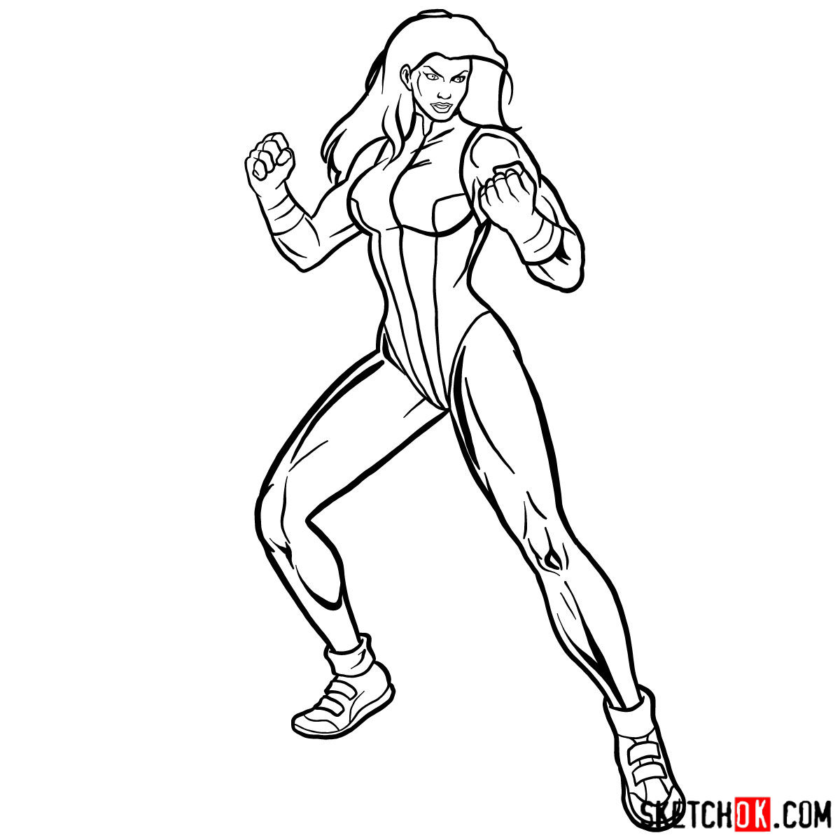 How to draw SheHulk (Jennifer Walters) from Marvel Sketchok easy