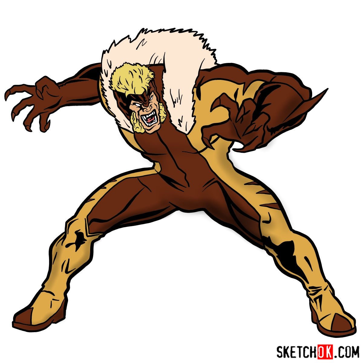 How to draw Sabretooth