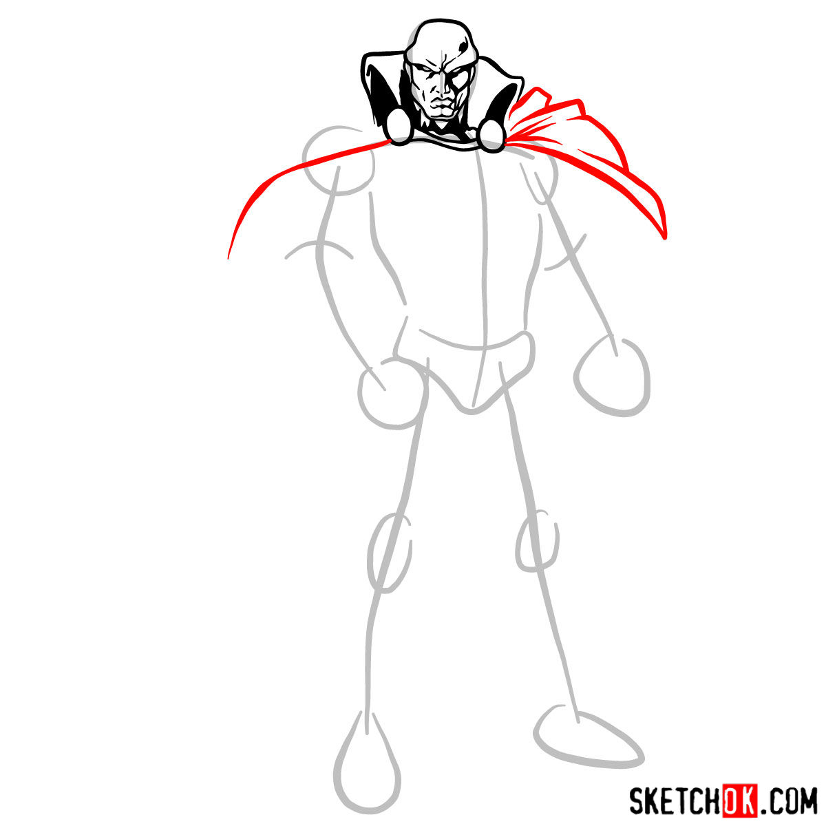 How to draw The Martian Manhunter - step 05