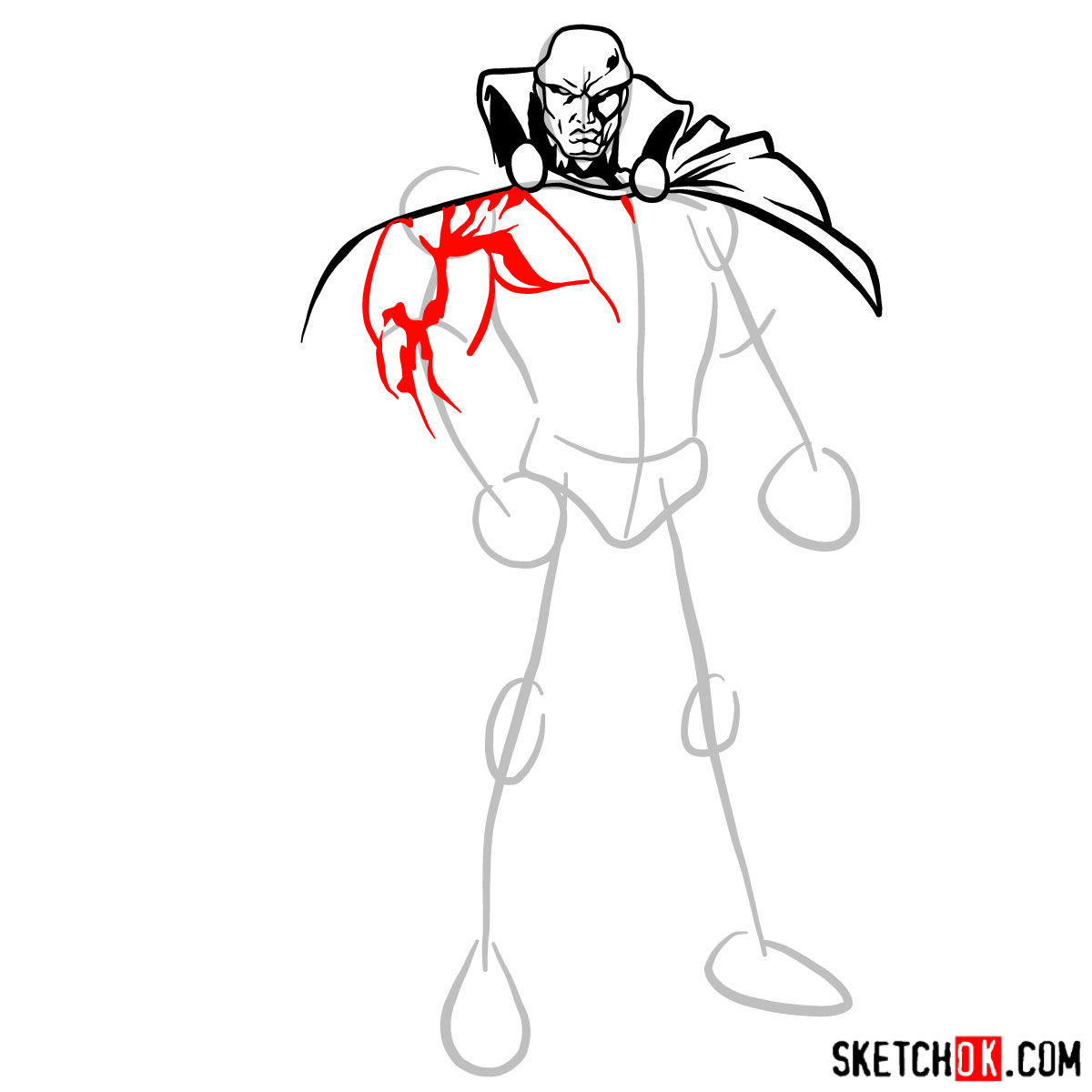 How to draw The Martian Manhunter -  step 06