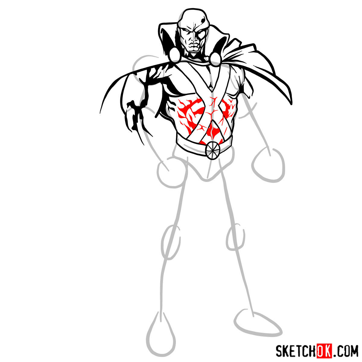 How to draw The Martian Manhunter - step 08