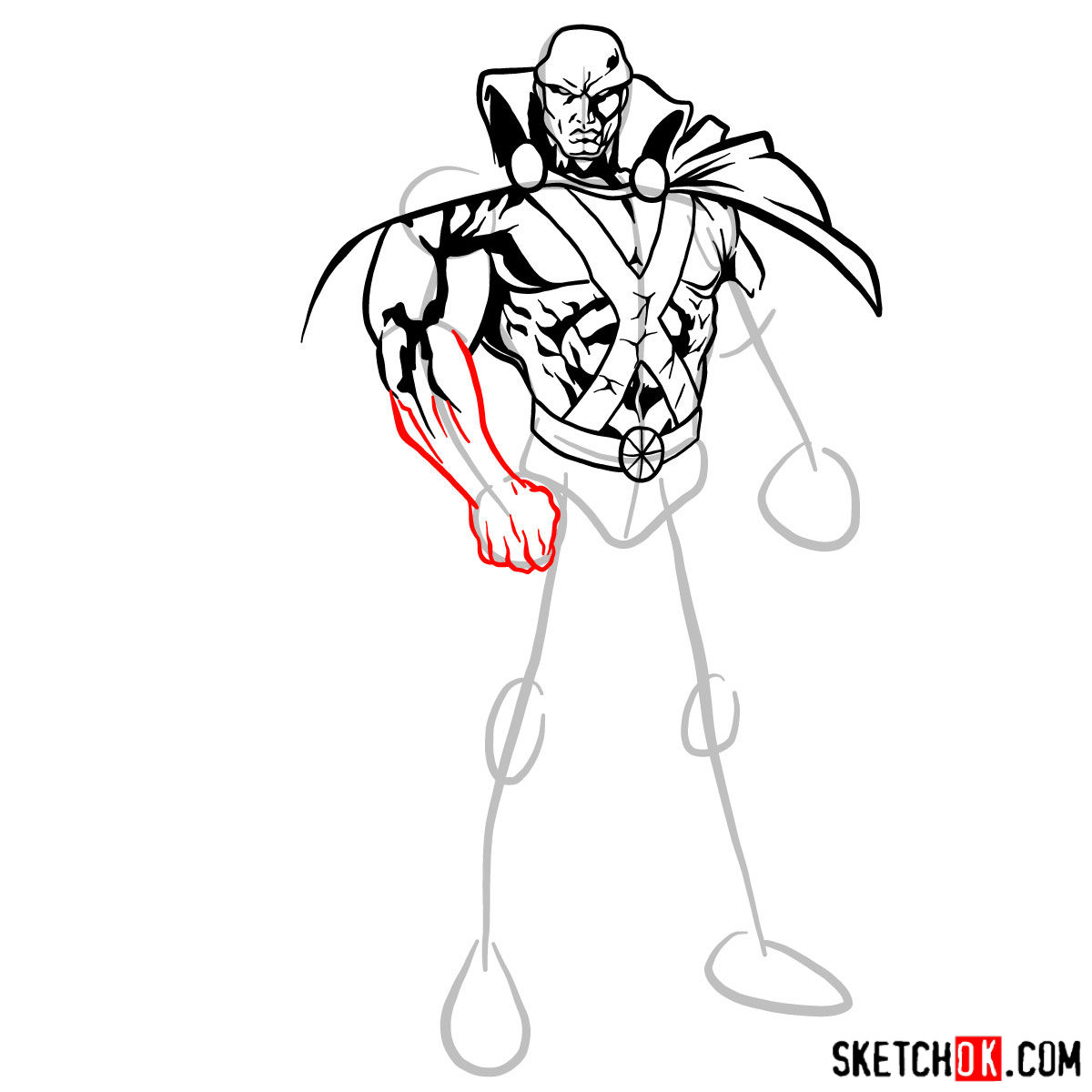 How to draw The Martian Manhunter - step 09