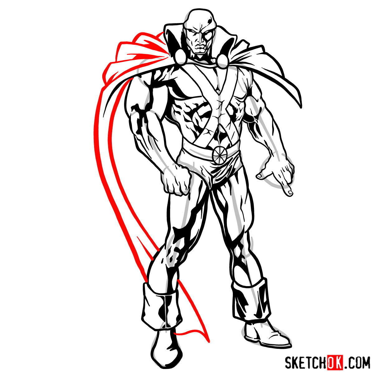 How to draw The Martian Manhunter - step 15