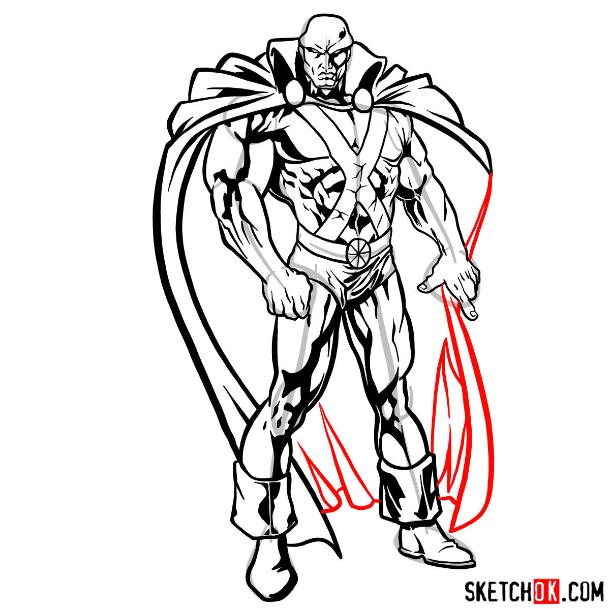 How to draw The Martian Manhunter - step 16