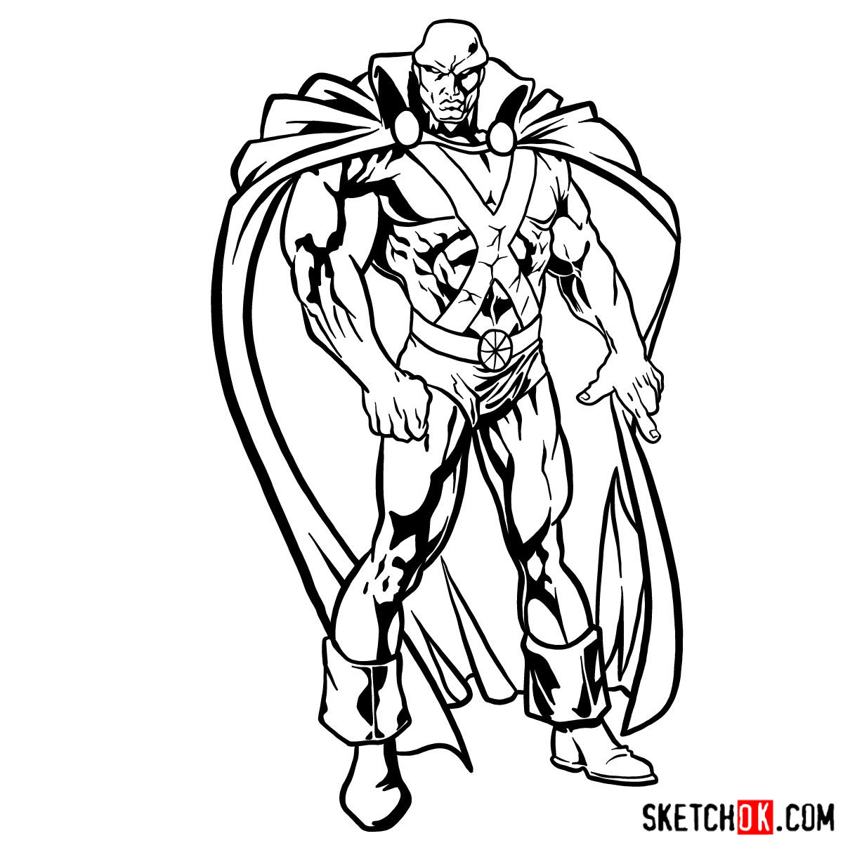 How to draw The Martian Manhunter - step 17