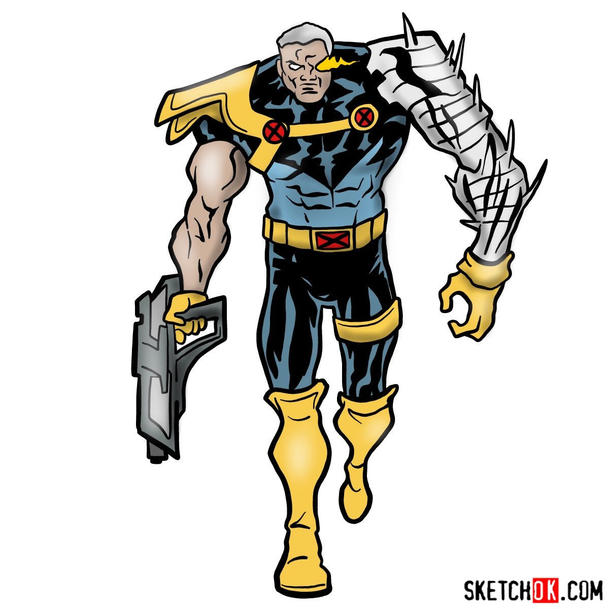 How to draw Cable from Marvel cartoons