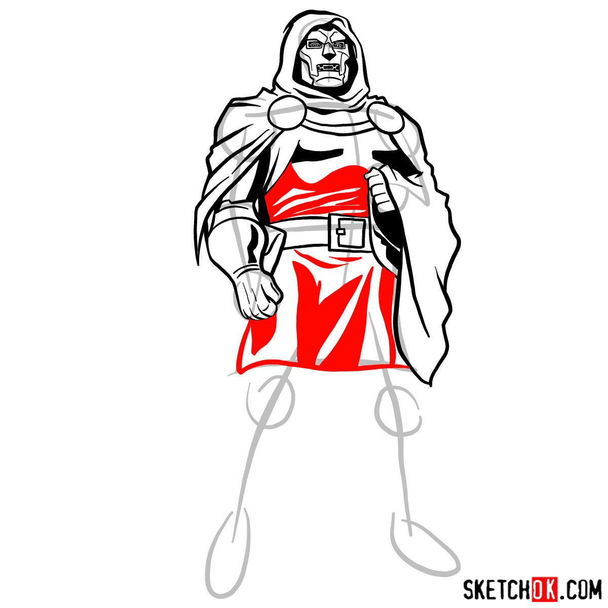 How to draw Doctor Doom, Marvel's supervillian - step 10