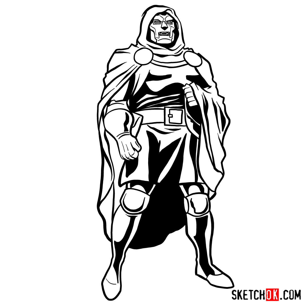 How to draw Doctor Doom, Marvel's supervillian - step 14