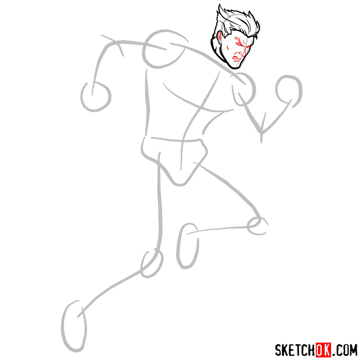 How to draw Quicksilver from Marvel Comics - step 04