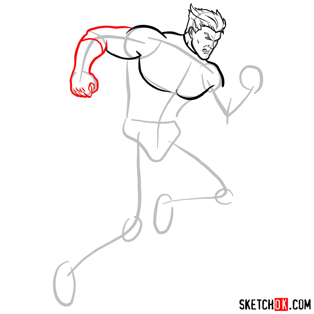 How to draw Quicksilver from Marvel Comics - step 06