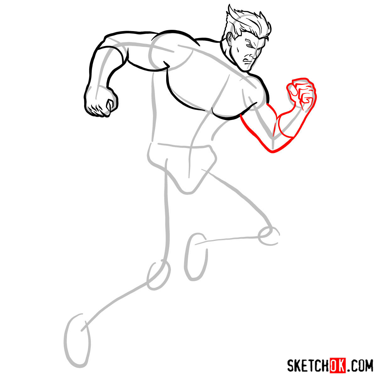 How to draw Quicksilver from Marvel Comics - step 07