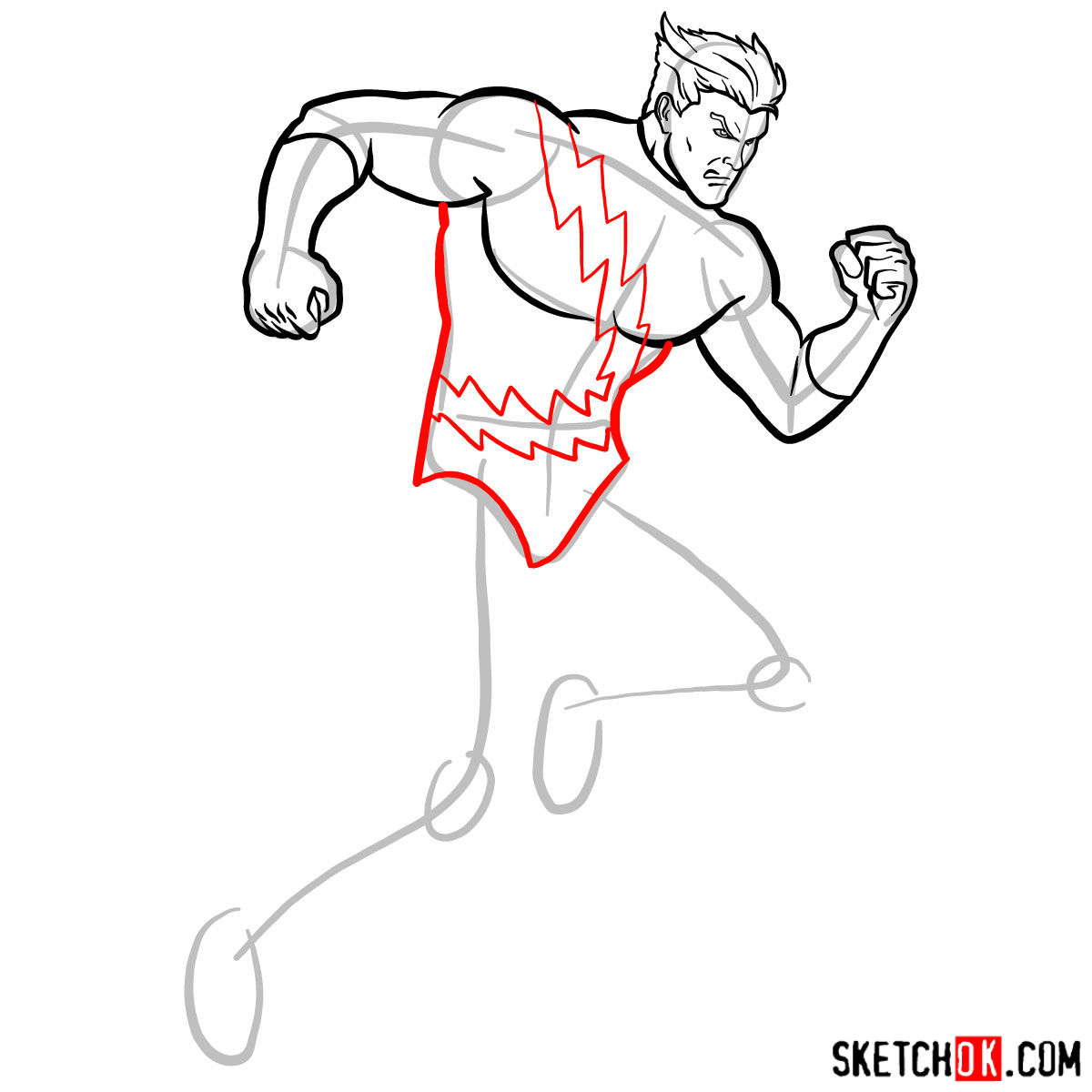 How to draw Quicksilver from Marvel Comics - step 08