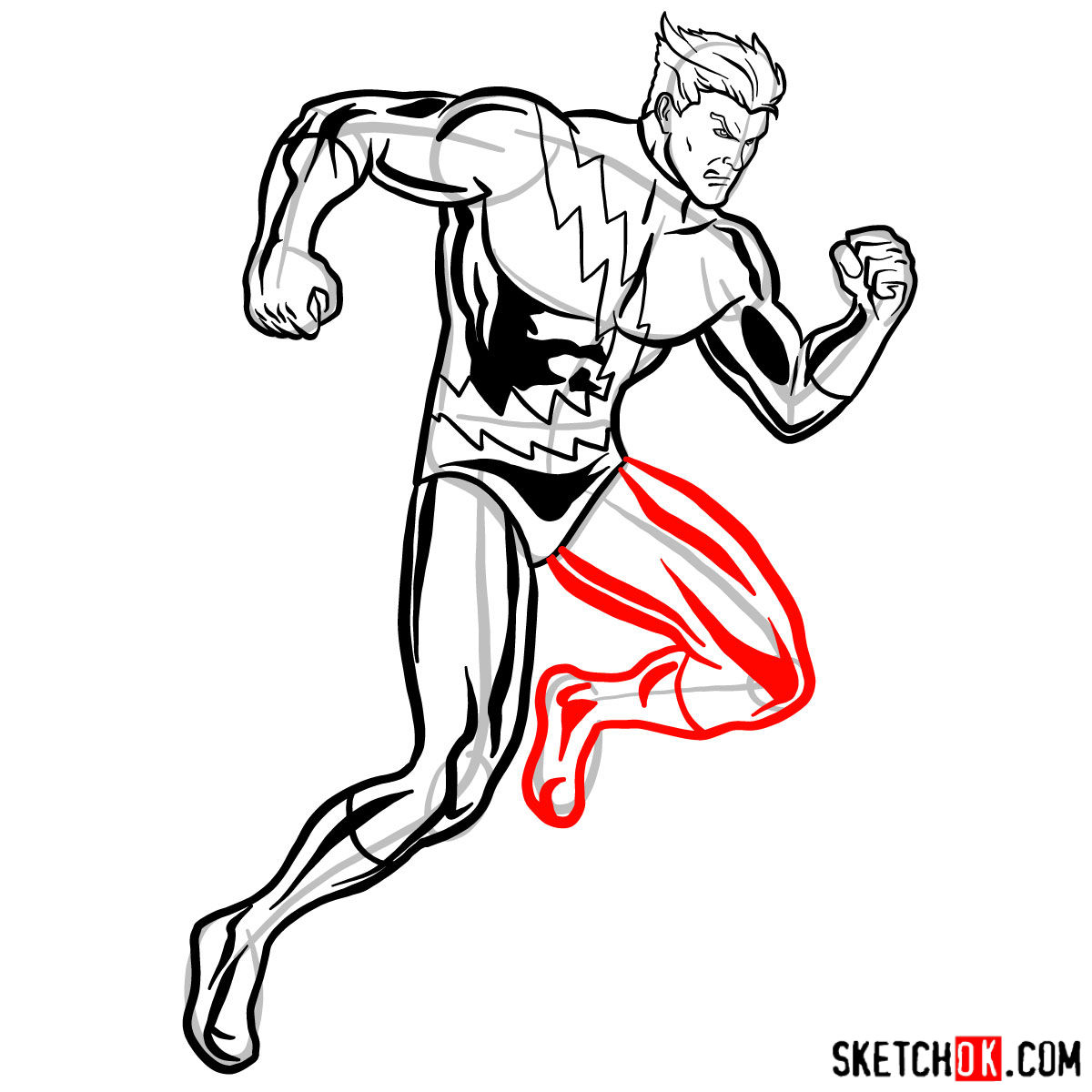 How to draw Quicksilver from Marvel Comics - step 12
