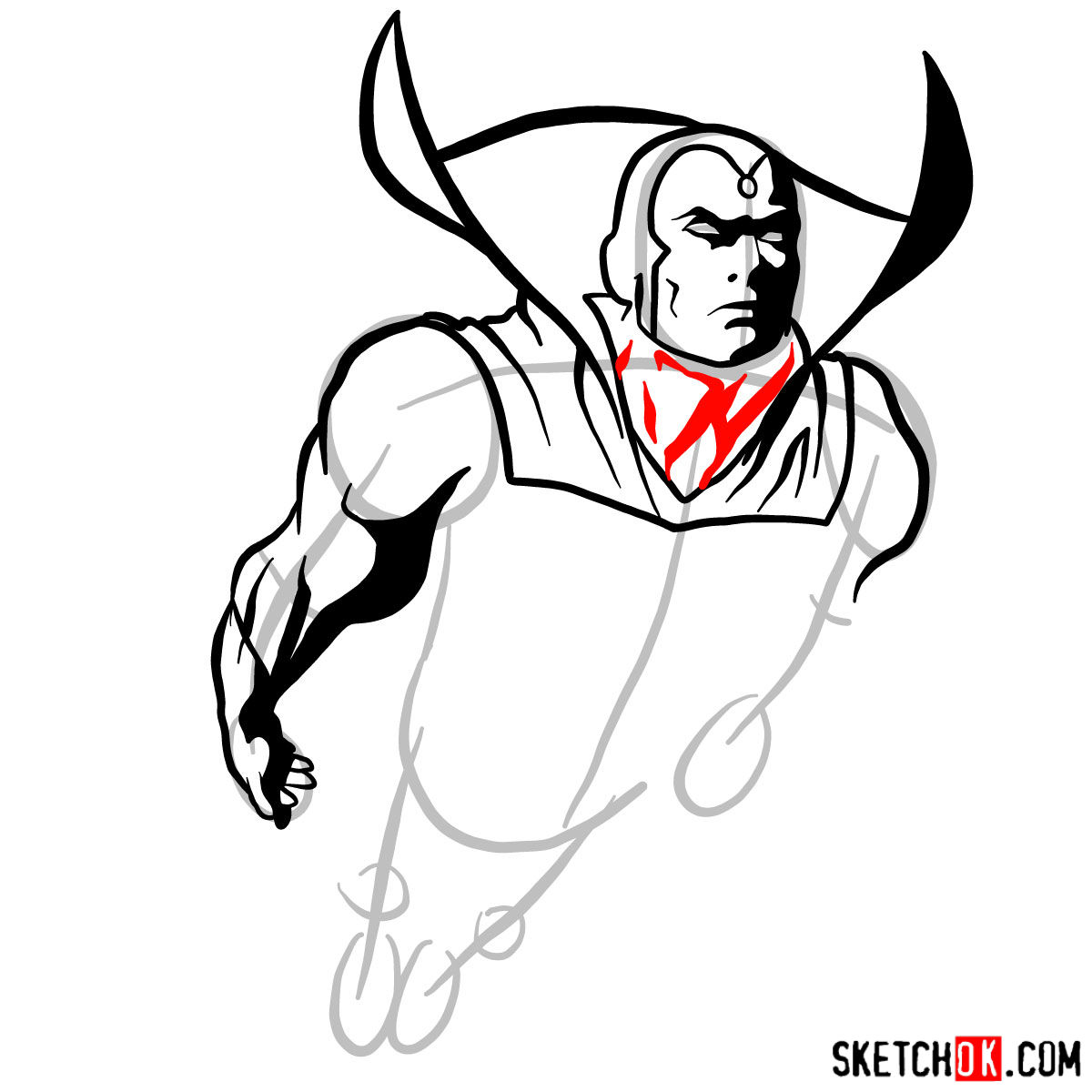 How to draw The Vision from the Avengers film - step 07