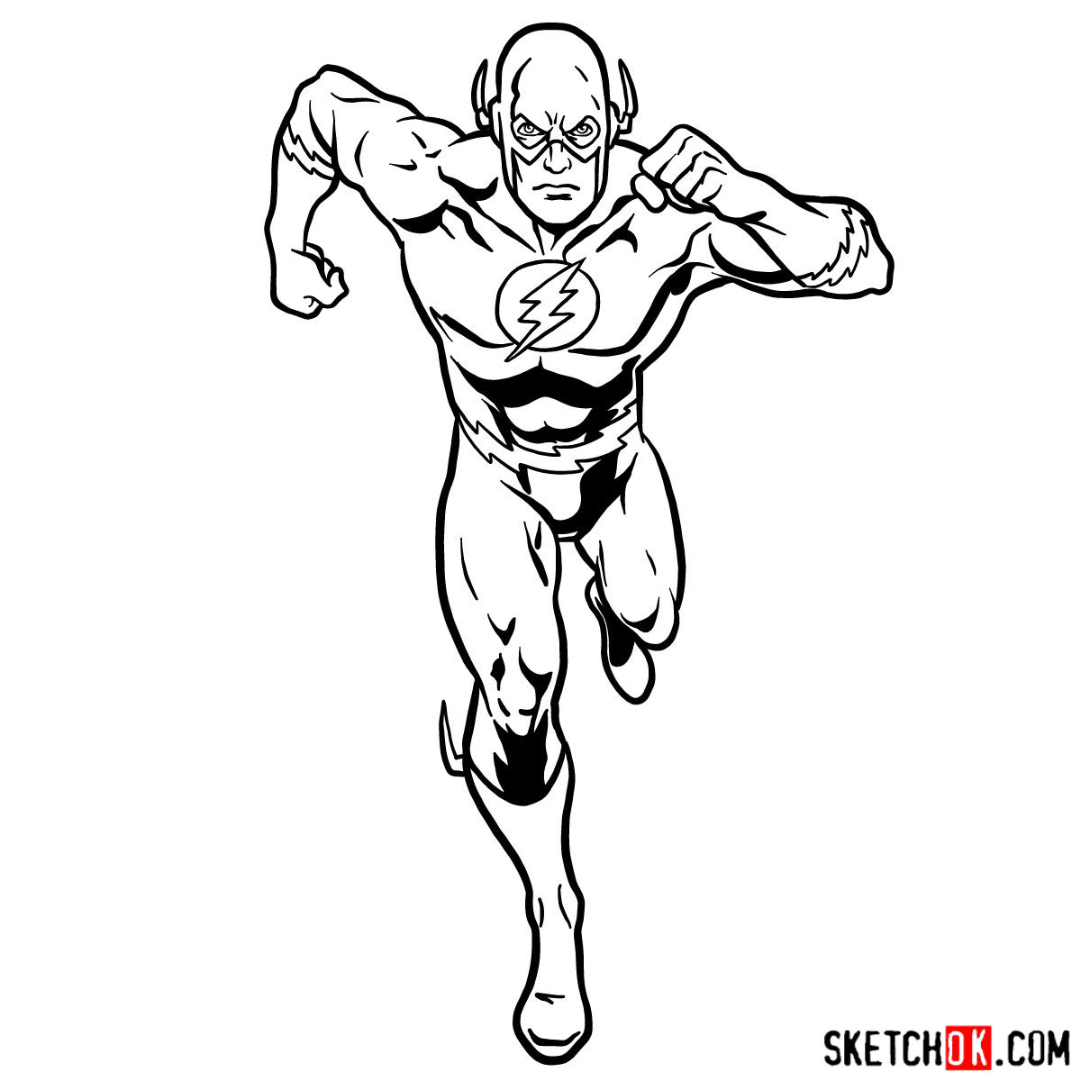 How to draw Flash (Barry Allen) - step 12